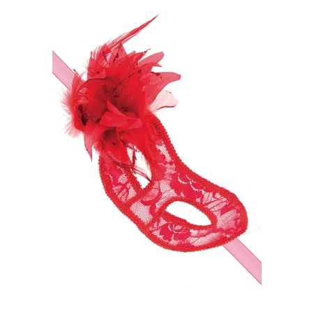 Masque Vénitien La Teaviata Rouge de la marque Maskarade avec détails en dentelle, tulle et duvet
