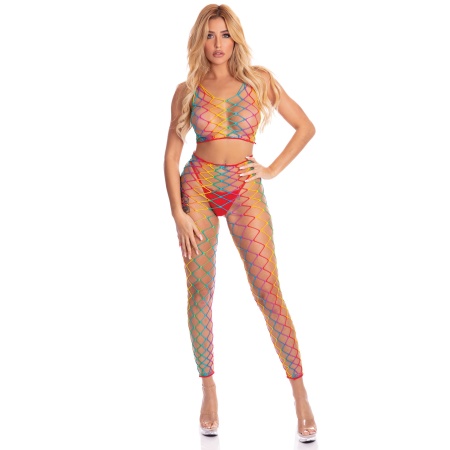Bodystocking 'Rainbow Vibe' coloured by Pink Lipstick Lingerie