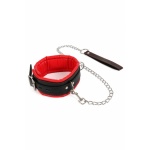 Image of the BDSM Padlockable Necklace by Spazm, in black/red imitation leather