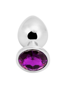 Plug Anal Bijou Medium Steel by PLGZ, set with a purple crystal