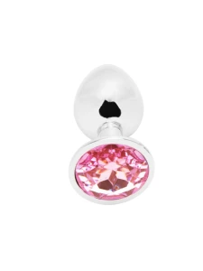 Image du Plug Anal en Métal Pink S de PLGZ serti d'un magnifique cristal rose