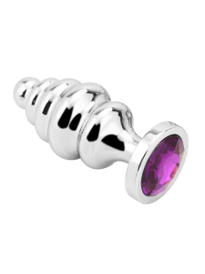 Image du Plug Anal Bijou Argenté de PLGZ, Taille L avec Cristal Pourpre