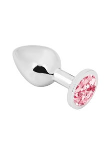 Image du plug anal bijou Medium en acier couleur argent de la marque PLGZ avec cristal pink