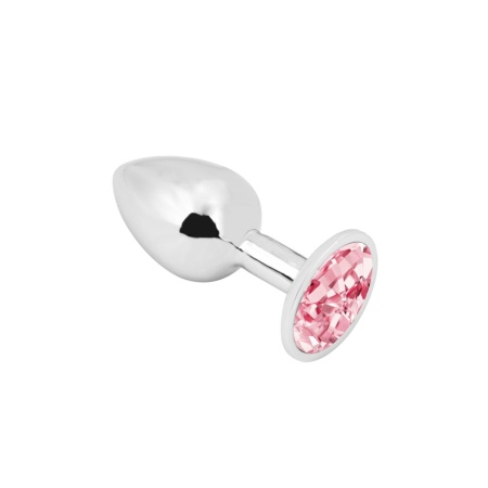 Image of the PLGZ Pink S Metal Anal Plug set with a magnificent pink crystal