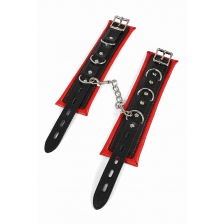 Image of BDSM Spazm Padlockable Handcuffs in black/red fleece leatherette
