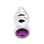 Image of PLGZ Silver Anal Jewellery Plug, Size L with Purple Crystal
