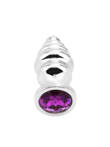 Image du Plug Anal Bijou Argenté de PLGZ, Taille L avec Cristal Pourpre