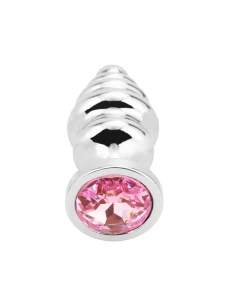 Image du Plug Anal Bijou en Acier Argent Médium Seamless PLGZ avec cristal rose