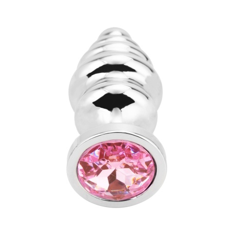 Immagine del Plug Anal Bijou acciaio argento medio senza cuciture PLGZ con cristallo rosa