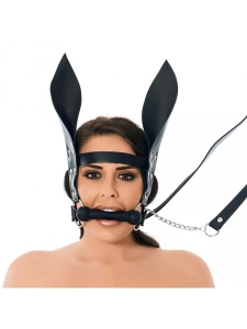 BDSM Harness mit Knebel Rimba Bondage Play Leder schwarz