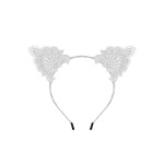 Sexy white satin headband with lace ears from Paris Hollywood