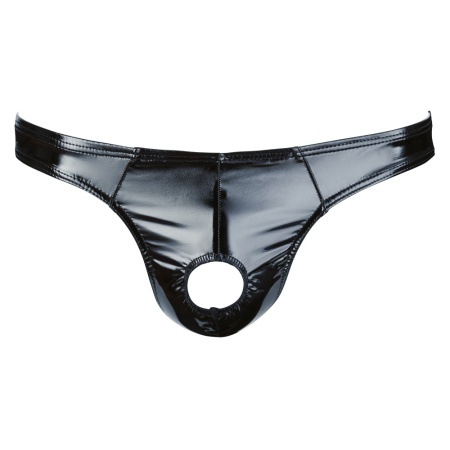 Image du produit Slip Ouverte Vinyle, lingerie homme sexy en vinyle noir