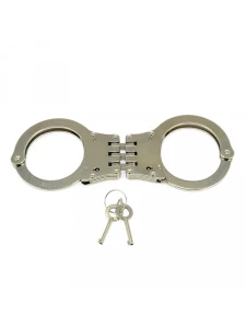 BDSM-Handschellen aus vernickeltem Stahl mit Doppelverriegelung von Rimba