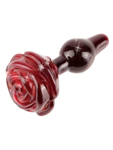 Image du plug anal en verre Icicles n°76 Rose avec bouchon en forme de rose