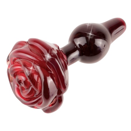 Image du plug anal en verre Icicles n°76 Rose avec bouchon en forme de rose