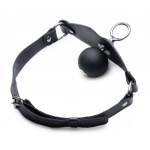 Black Label BDSM gag with metal eyelet and silicone ball