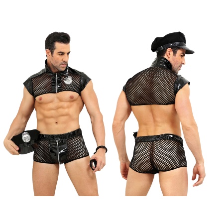 Man wearing Saresia's ultra-sexy police outfit