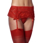 Image of the Amorable by Rimba 3-piece lingerie set in passion red floral lace