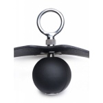 Bâillon BDSM Black Label avec œillet métallique et boule en silicone