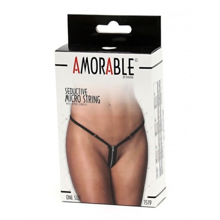 Sexy micro thong with zip by Amorable by Rimba in black PU