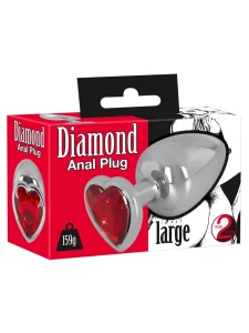Plug Anal Diamant You2Toys, Large, 159 gr avec une pierre précieuse rouge