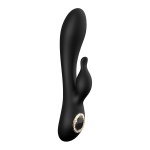 Dream Toys Rabbit Alexia black vibrator with gem button and gold ring