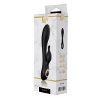 Dream Toys Rabbit Alexia black vibrator with gem button and gold ring