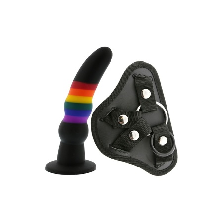 Regenbogen-Dildo mit Harness von der Marke Dream Toys