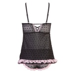 Sexy Cottelli lingerie set with top and knickers in sheer black fabric and pink lace