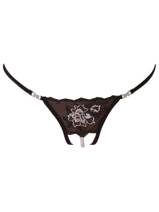 Woman wearing the open beaded thong by Cottelli Collection