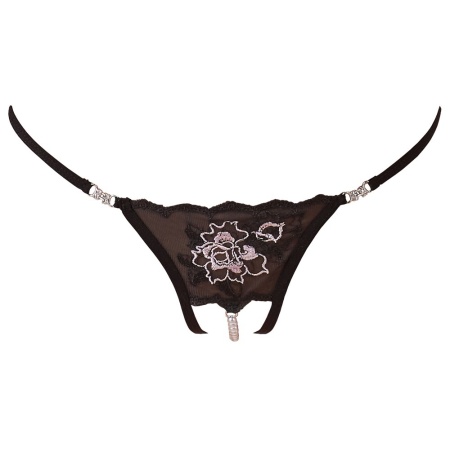Woman wearing the open beaded thong by Cottelli Collection