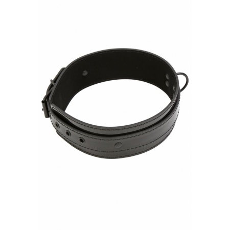 BDSM-Halsband aus schwarzem Vinyl mit Fesseln und D-förmigem Ring