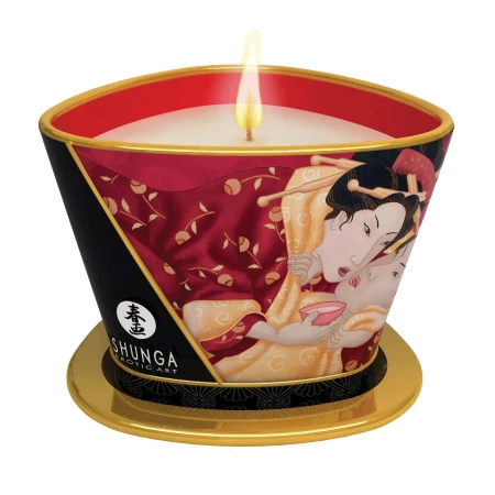 Bougie de Massage Shunga Romance, Vin à la Fraise - 170 ml