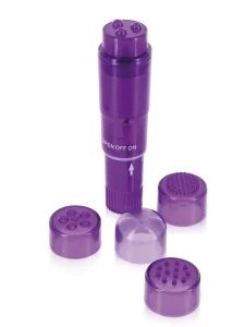 Immagine del Glamy Glamour Massage Kit, un vibratore rigido con testina intercambiabile per un'intensa stimolazione del clitoride