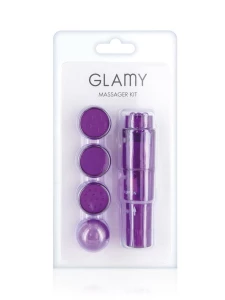 Image of the Glamy Glamour Massage Kit, a rigid vibrator with an interchangeable head for intense clitoral stimulation