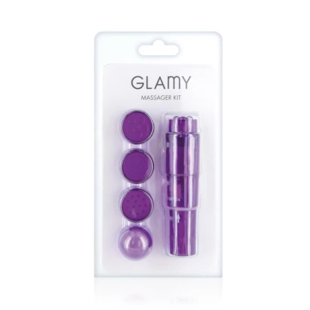 Image du Kit de Massage Glamour de Glamy, un vibromasseur rigide avec une tête interchangeable pour une stimulation clitoridienne intense