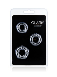 Kit de 3 cockrings transparents Glamy Rings Erect