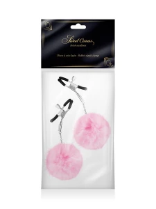 Sweet Caress pink breast clamp set with pompom