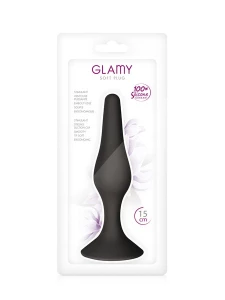 Glamy L suction cup anal plug in black silicone