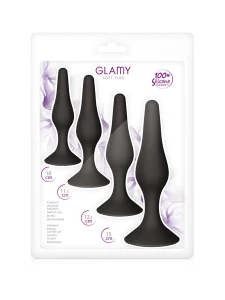 Coffret de quatre plugs anal en silicone noir de la marque Glamy