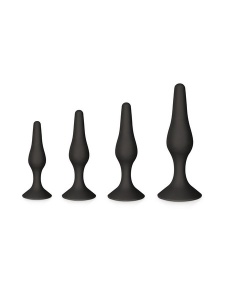 Set of four black silicone anal plugs by Glamy