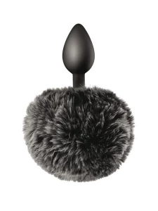 Immagine del Plug anale nero in silicone morbido con coda di coniglio di Sweet Caress