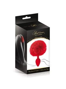 Image of the red rabbit tail anal plug from Sweet Caress