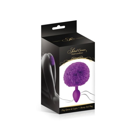 Image of Sweet Caress silicone anal plug with purple rabbit tail