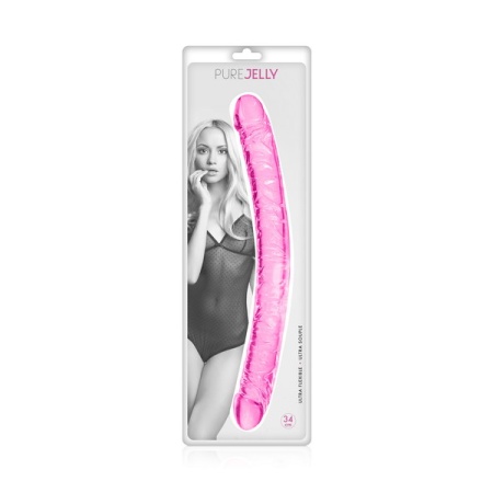 Product image Double Dong Veined Pink Pure Jelly 34cm, a flexible and realistic sextoy