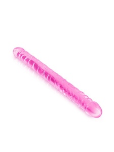 Image du produit Double Dong Veiné Rose Pure Jelly 34cm, un sextoy flexible et réaliste