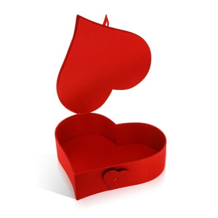 HEART BOX in red satin by Wolnash france