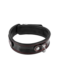 Image of the Fetish Premium red stitched patent leather necklace, a high quality BDSM product
