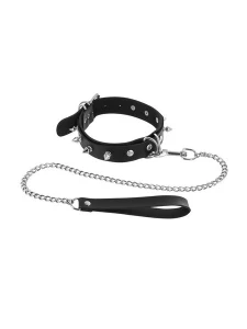Fetish Tentation BDSM collar with metal spikes and lead