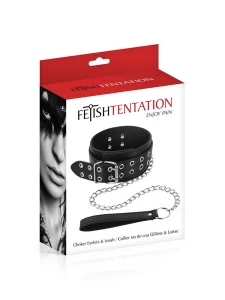 Fetish Tentation large BDSM collar with lead